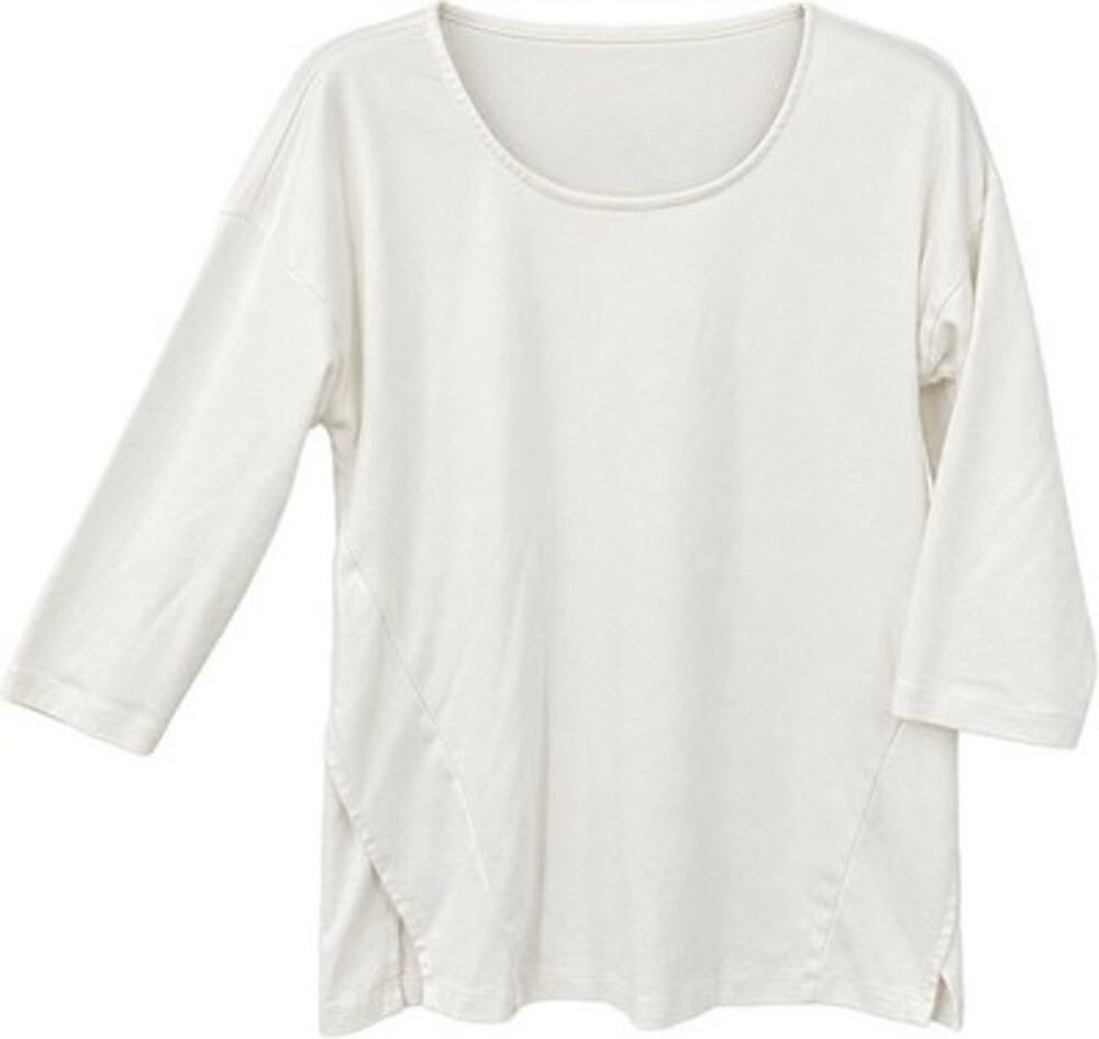 Chicos the Ultimate Tee size Medium White Pima Cotton LS Asymmetrical Split Hem